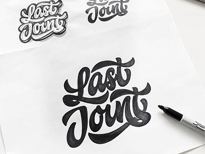 Hey) work time) sketch , print "Lost Joint" design hand lettering print type