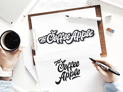 Workflow at my home office✒ for The Coffee Apple Australia. design hand kirillrichert lettering type workflow