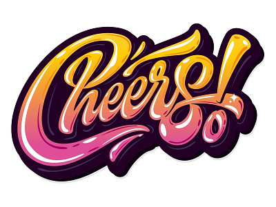 my lettering "Cheers!" branding brush calligraphy custom design font hand handlettering illustration lettering logo logotype print scripty sign tags texture type typography vector