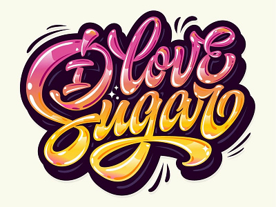 My lettering "I love sugar" branding calligraphy design font hand handlettering illustration lettering logo logotype print sketch type typography vector