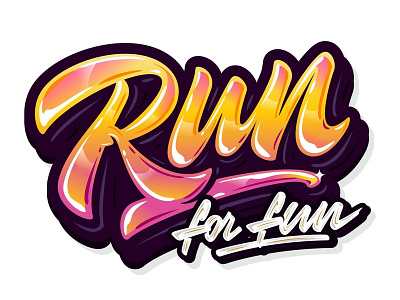 My lettering "Run for fun" branding brush calligraphy custom design font hand handlettering illustration lettering logo logotype print sign sketch style tags type typography vector