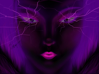 Toxic adobe photoshop alchemy dark art decorative girl character illustration magic magic eyes neon colors textures vector violet