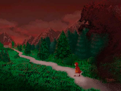 Little Red Riding Hood 8bit adobe photoshop art artwork conceptart dark art digital 2d fairy tale illustration indie games pixel pixelart textures