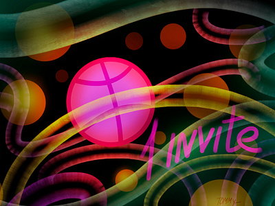 Invite adobe photoshop art decorative design digital 2d dribbble invitation dribbble invite dribble illustration invite magic neon textures