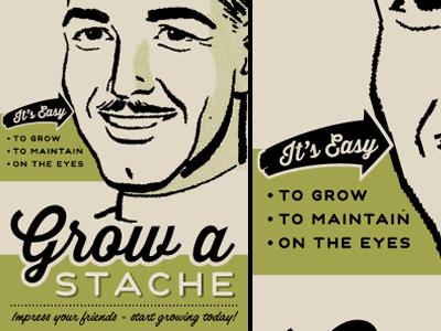 Grow a STACHE green mustache retro stache