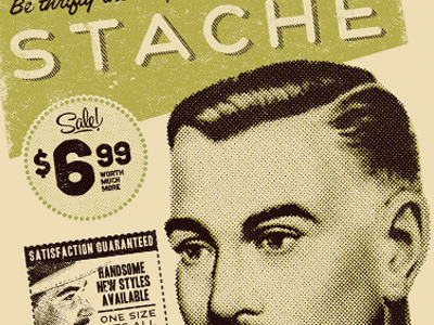 Stache Color mustache retro screenprint stache
