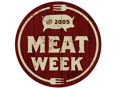 Meatweek Logo Options bbq eat fork knife logo meat pig pork retro