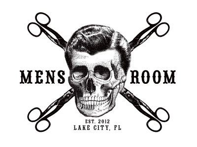 Mens Room Concepts barber barber shop comb hair one color razor screen print shirt skull