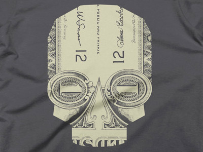 Root of All Evil - Snatch it up. cotton bureau evil money origami shameless promotion shirt skull