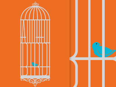 A. Bird Cage bird birdcage concept gig poster orange screenprint