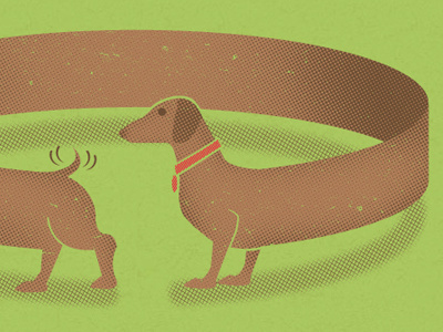 Circledog 2 brown dog green halftone illustration