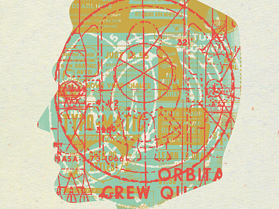 Spaceman diagram head nasa poster retro screenprint space art test print