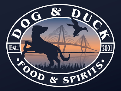 Dog & Duck Truck Logo branding bridge charleston dog duck food truck idenity logo river silhouette south carolina