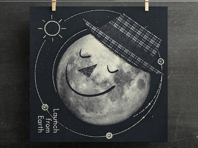 Moon Shot Glow 60s glow glow in the dark illustration mid century mid century modern midcentury moon outer space retro screenprint screenprinted space