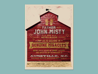 Father John Misty - Asheville asheville barn father john misty french paper gig poster gigposters hand printed josh tillman printing revival screen print screen printed