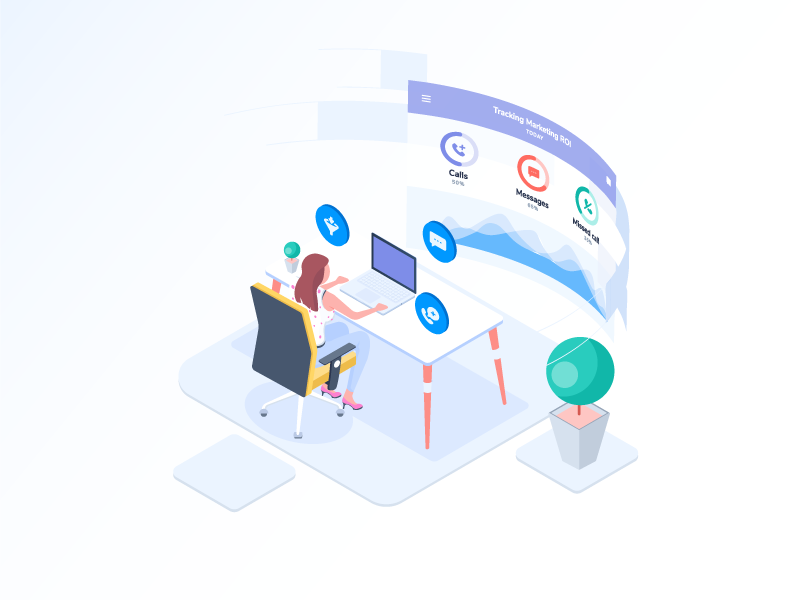 Tracking Marketing ROI illustration sms call exotel design illustration roi marketing tracking