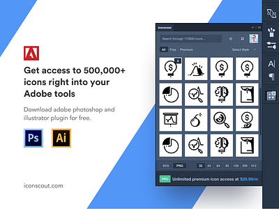 Icondrop - Icon Plugin for Adobe CC adobe cc extension icon icondrop icons iconscout illustrator photoshop plugin