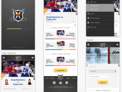 HockeyFights.com Mock UI Design app hockey sketch ui design