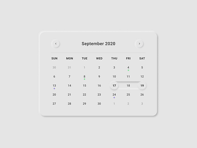 Neumorphic Calendar - Light Mode