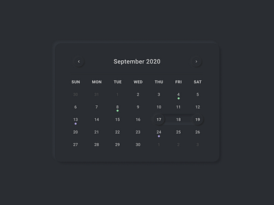 Neumorphic Calendar - Dark Mode