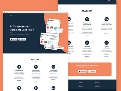 Application Landing Page app application bold colorful company design landing page minimal