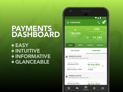 Payments Dashboard android dashboard finance glanceable material design minimal simple ui