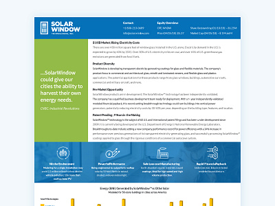 Solar Window One Page Fact Sheet
