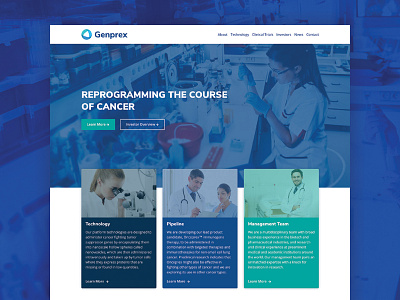 Genprex Website Design biotech cards home page website