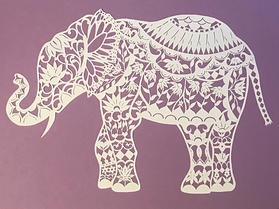 Paper Elephant design drawing elephant illustration paper art scherenschnitte