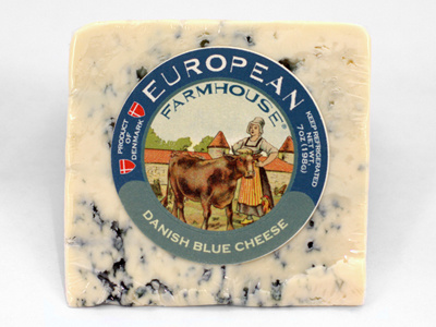 Danish Blue Cheese Vintage Style Label cheese european imported label letterpress packaging vintage
