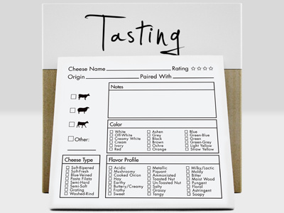 Tasting Kit - Tasting Notes Notepad beer branding cheese design food packaging wine