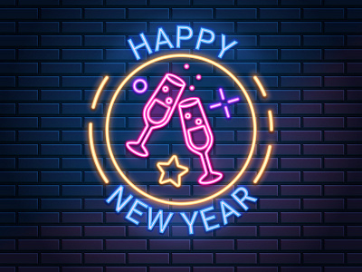 Neon sign branding cartoon design happynewyear icons illustration illustrator mesh neon sign vector