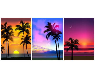 Summertime beach days design flyer illustraion illustrator landscapes ocean palms realistic sea sky summer summertime sunset vector vectorart views warm water