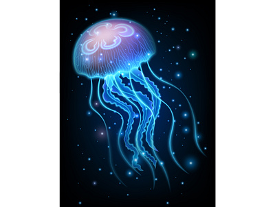 JellyFish black cartoon fish graphic design icon illustration illustrator jelly mesh sea vector