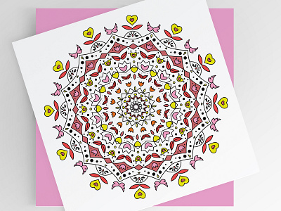 Lace 1 Mcp design flowers heart illustration illustrator lace love mandala nice pink positive vector yellow