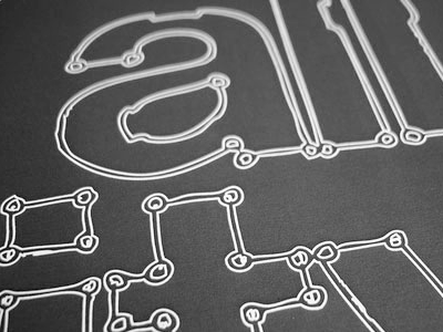 Experimental circuit board typography experimental hand drawn typography