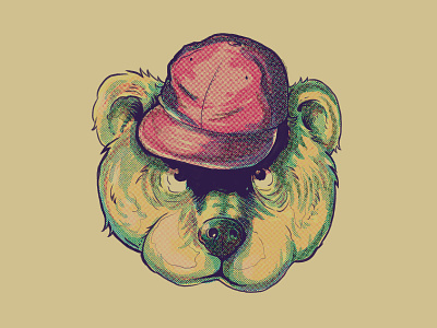 Bear bear cap halftone hat
