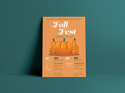 Fall Fest Poster autumn fall green illustration marketing orange poster poster design promotional design promotional flyer pumpkin type typography