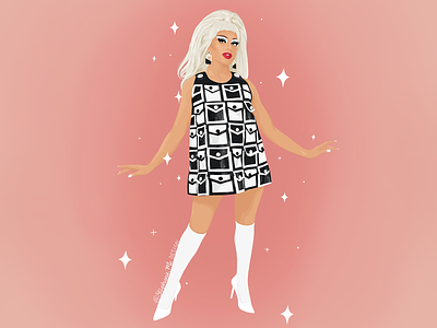 Rosé Illustration 60s drag drag queen drag race fashion fashion illustration illustration ilustrator ipad pink procreate rose ru paul rupaul sparkle vh1