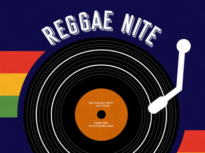 Reggae Nite event flyer flatdesign illustration music oldschool party event poster print design reggae retro vinyle