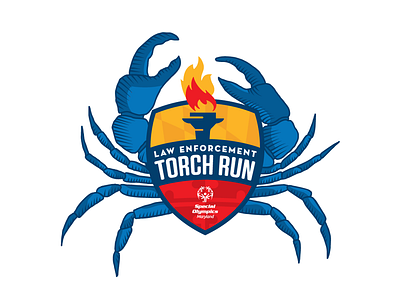 I pinch. baltimore crab design illustration law law enforcement logo maryland special olympics torch vector