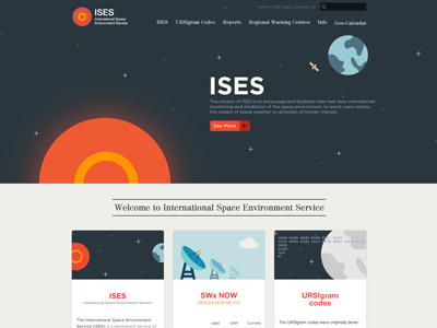 ISES Home flat illustration space weather web