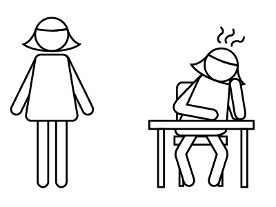 Moody female figure pictogram