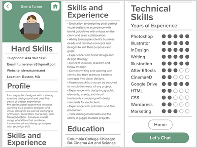 Resume App Skills Layout design illustration interactive resume ui designs ux