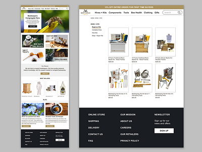 Beekeeping Store Ecommerce Layout beekeeping design ecommerce ecommerce design ui ux website website design