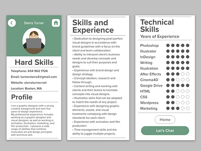 Interactive Resume: Hard Skills creative design experience hard skills resume resume design technical typography ui ux