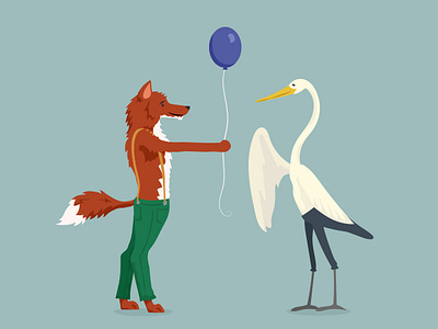 Kindness balloon egret fox illustration illustration design illustrator kindness