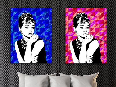 Audrey Hepburn Red And Blue Canvas