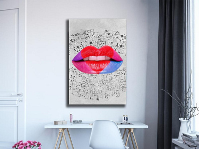 Lips Music Heart Canvas artiful beautiful beautiful girl best gift canvas canvas print design e commerce heart beat iconic lips lipsart motivation