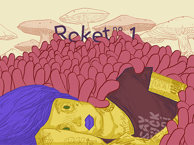 Roketno1 cool digital girl illustration mushroom photoshop poster worms